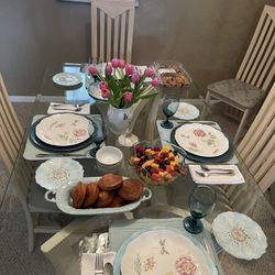Glass Dining Room Table 6 Chairs 