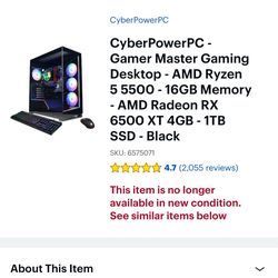 CyberPowerPC - Gamer Master Gaming Desktop - AMD Ryzen 5 5500 - 16GB Memory - AMD Radeon RX 6500 XT 4GB - 1TB SSD - Black