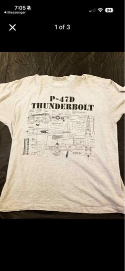Vintage military themed T-shirt. P47D Thunderbolt xl