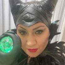 Maleficent Head Piece, Feather Neck Scarf And Glowing Staff 