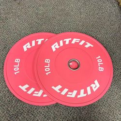 🥨RITFIT Pink Weight Plates, 2 Inch Olympic Barbell Weight Plate, Bumper Plates With Steel Insert, Pink Weights for Gym and Home
