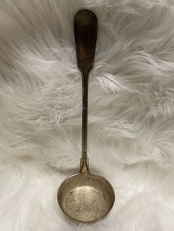 Antique Fraget N Plaque Serving Ladle Very Sturdy Vintage Piece