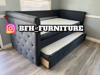 Twin twin Size charcoal daybed with orthopedic mattress included