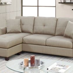 Brand New Beige Reversible Sectional Sofa