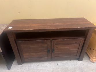 Dark Wood TV Stand with Cabinet Storage