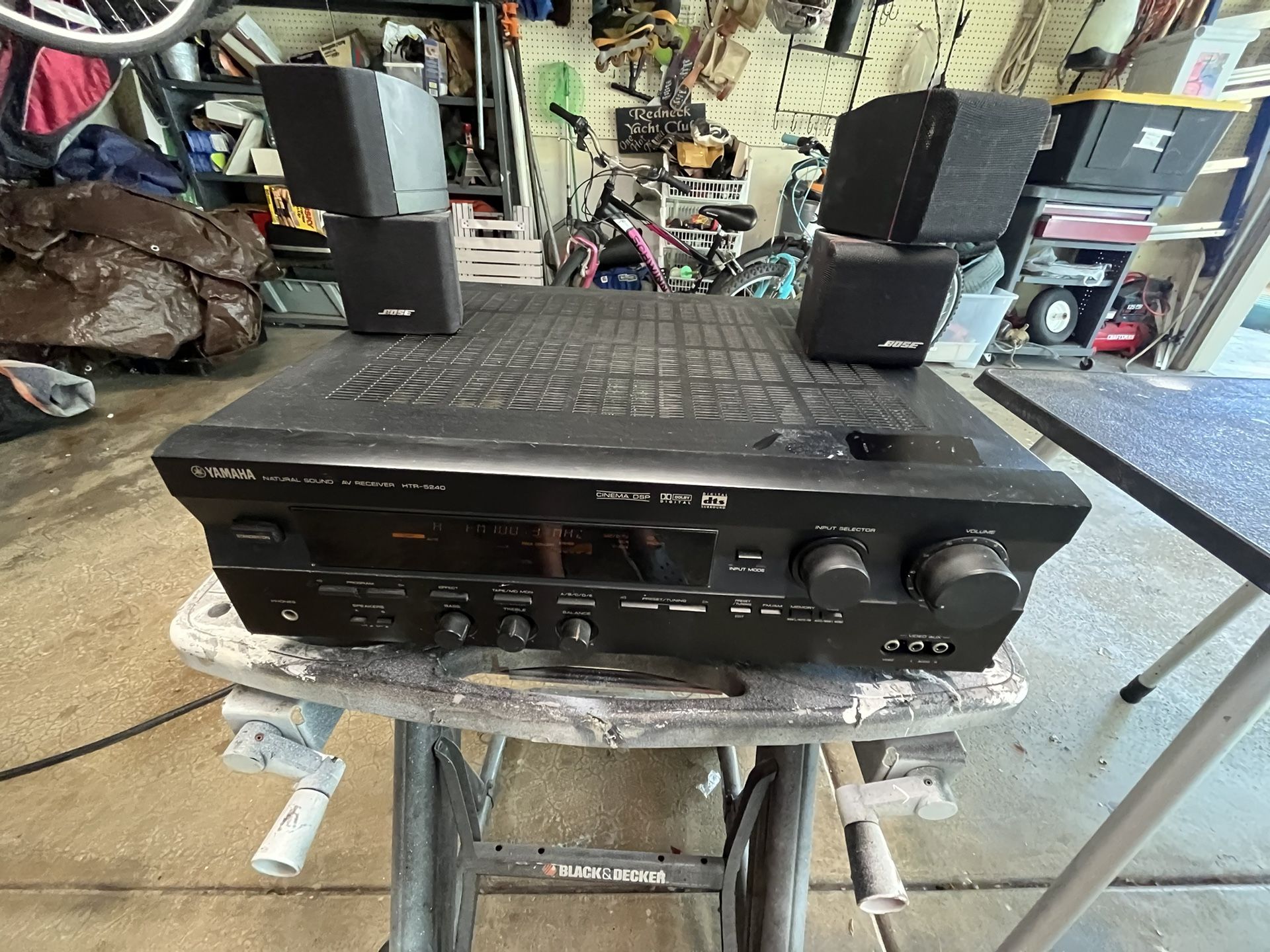 Yamaha natural sound AV receiver model HTR5240 + 2 Bose speakers works excellent ! no remote