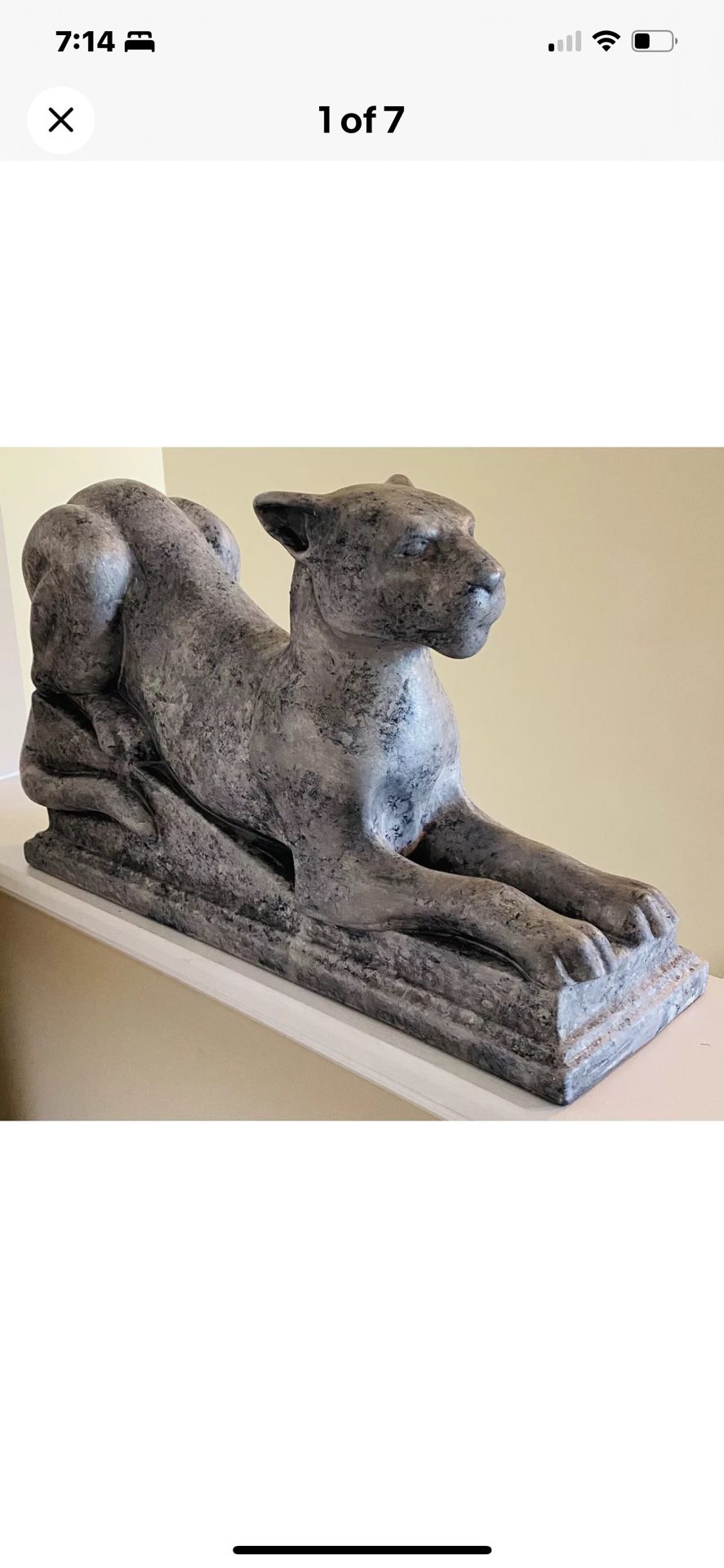 RARE Vtg MCM Vanguard Accents Grey Puma Lion Imperial Cat Ceramic Statue 