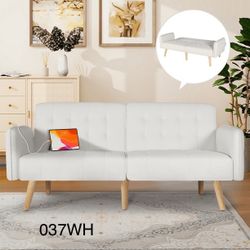 57'' Modern Striped PU Leather Loveseat Sofa w/ 2 USB Charging Ports, Dark Grey