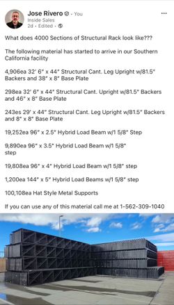 What Does 4,000 Sections of Structural Pallet Rack look Like