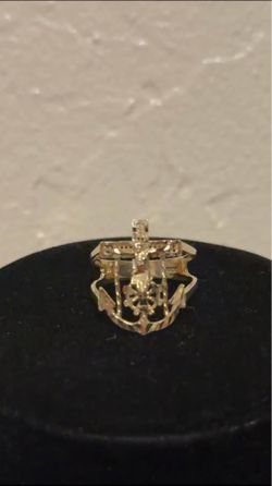10k Gold Crucifix Anchor Ring
