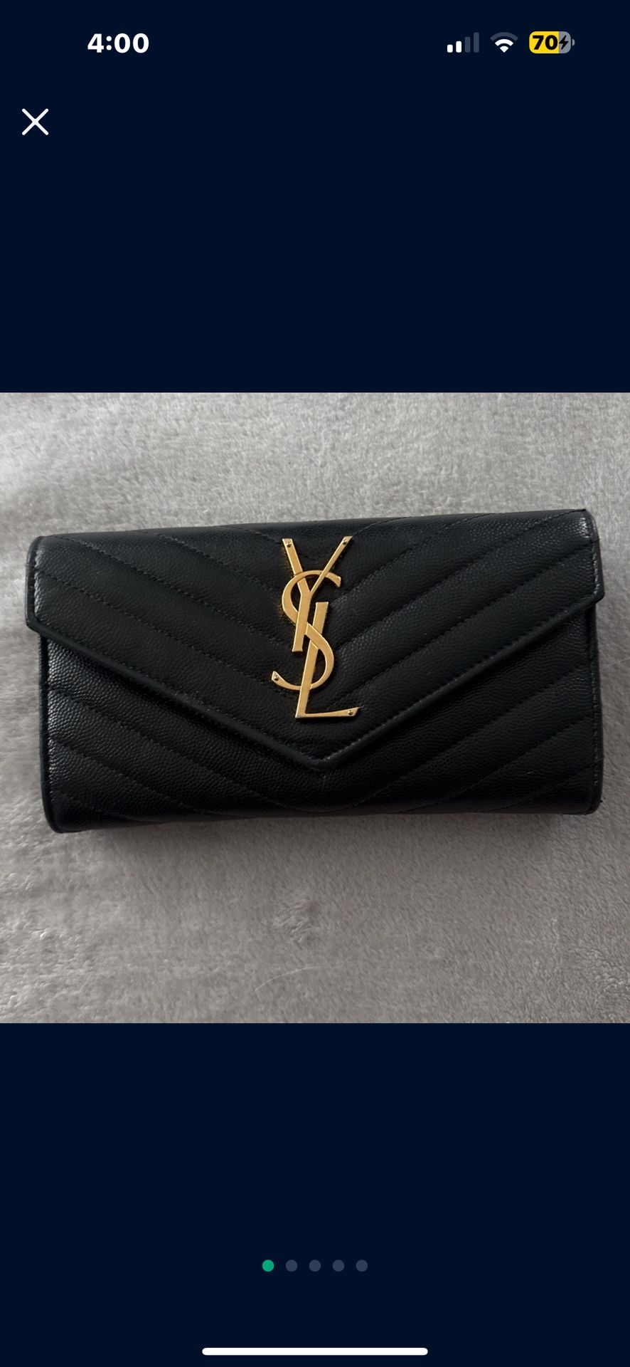 **GENTLY USED** YSL Monogram Large Flap Wallet in Grained Leather