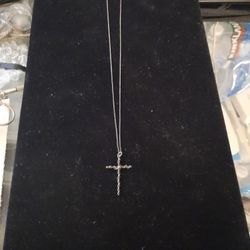 Sterling Silver Necklace  with Sterling Silver Cross 