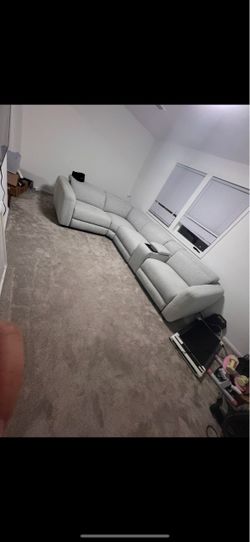 Large Gray Fabric Sectional Sofa