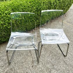 50% Off! Set Of 2 IKEA Clear Chrome Tobias Chairs