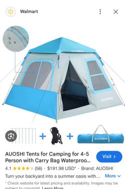 AUOSHI Tents for Camping for 4-5 Person with Carry Bag Waterproof  Easy assembled smaller than expected play fits better 2 to 3 people  Missing nylon 