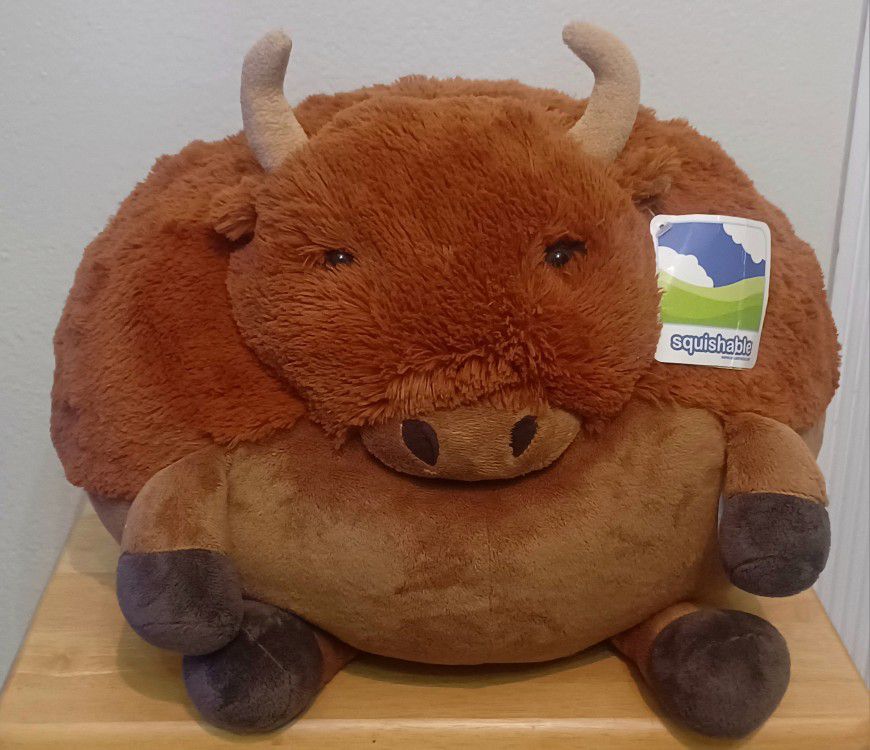 NWT Squishable Buffalo Giant Plush 15" Stuffed Animal Big Brown Squeezable Ball