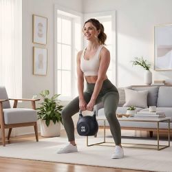 Adjustable Kettlebell Weight Set - 7 Weights from 5 to 44 lbs, Quick-Change Handle for Home Gym, Space-Saving Design for Strength Training, Black