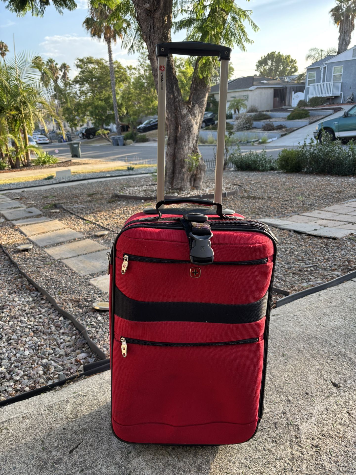 Swiss Gear Red Carry-on Expandable Luggage, Rolling 2-wheeled Bag