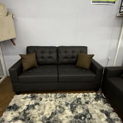 New Black 2pcs sofa set 