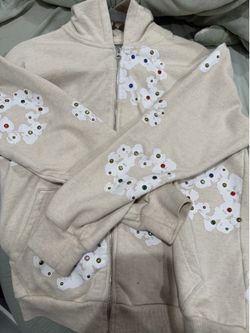 Denim Tears Cream Cotton Wreath Zip Up Hoodie Size Small Designer Streetwear