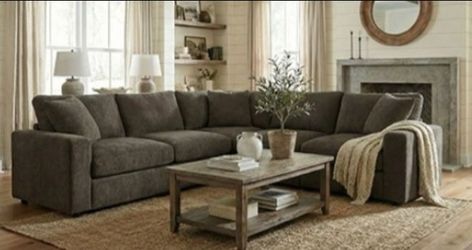 Brand New Brown Super Plush Sectional Sofa (Pillows Included)