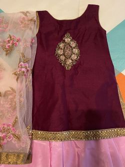 Beautiful 3pc Traditional Indian Kurta Sharara Set -girls 