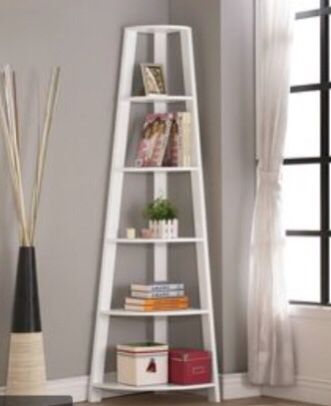 New!! Bookcase, bookshelves, organizer, storage unit , shelving display, living room furniture, corner bookcase, 72”H, white