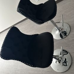 Wayfair Velvet Black Bar Stools- 2 PC Set