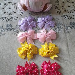 Hair Bows Clips And Teddy Bear 
