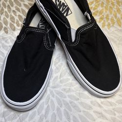VANS Classic Slip-On Off The Wall Canvas Shoes Black White Women’s US 6.0