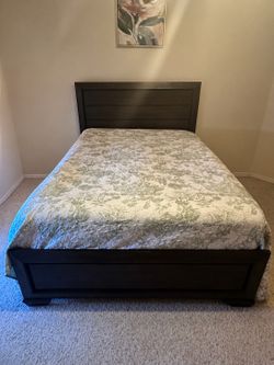 Queen bed frame and mattress