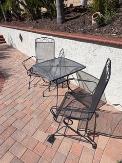 3 Piece Wrought Iron Table and Chairs Set