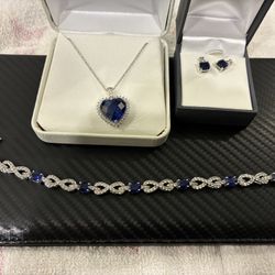 Sapphire Necklace, Earrings And Bracket