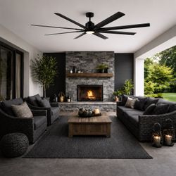 Kensgrove II 84 in. Smart Indoor/Covered Outdoor Matte Black Ceiling Fan