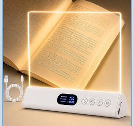 LED Flat Book Light for Reading, 2500mAh Rechargeable Reading Light at Night in Bed, 3 Colors Dimmable & Timer Night Light Full Page Reading Lamp GIFT