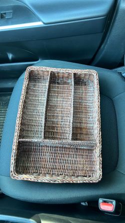 Vintage silverware, wicker holder