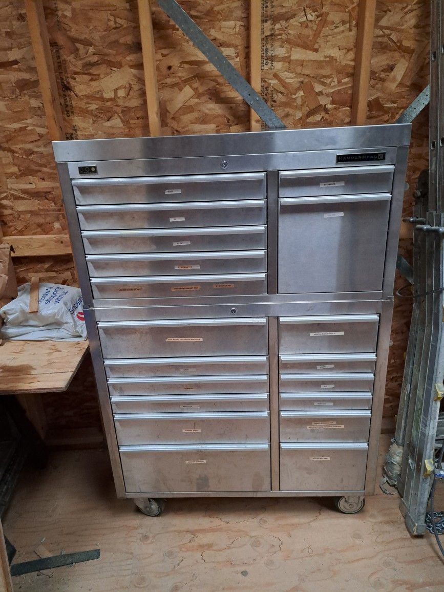 2ea.-Stainless Rolling Double Box Stacks Tool Chests