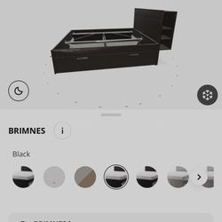 IKEA Full Size Bed frame Has Bookshelf Headboard And Underbed Drawers
