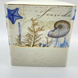 Avanti Linens Antigua Tissue Cover Seashell Motif Blue & Off White/Cream 