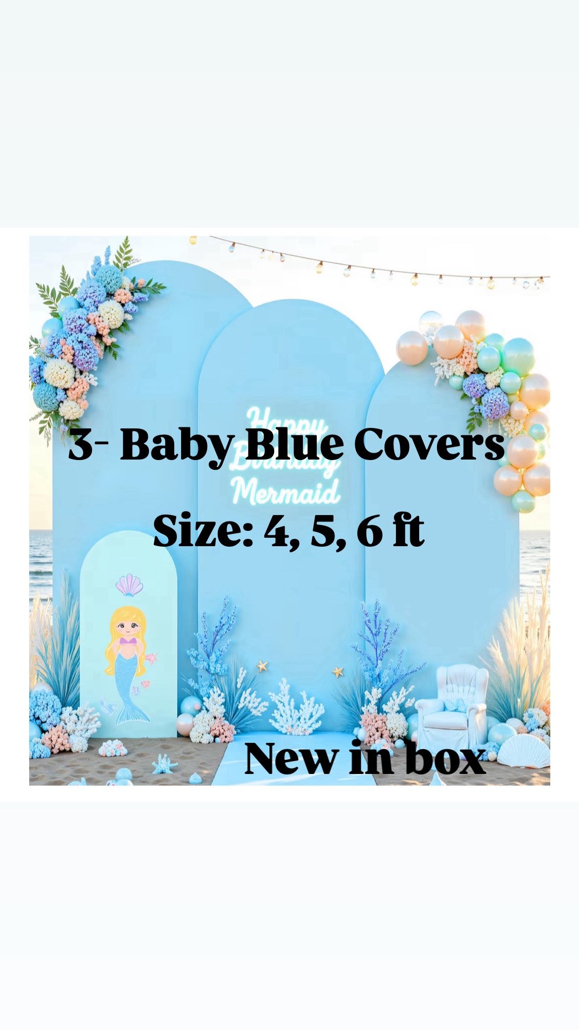 Baby Blue Arch Cover 3 Set - 4FT, 5FT, 6FT Light Blue Arch Backdrop Cover Spandex Wedding Arch Stand Covers for Baby Shower Boy Birthday Party Wedding