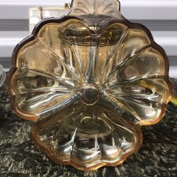 Vintage Carnival Glass Amber Trinket Dish 