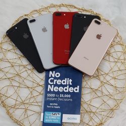 Apple IPhone 8 Plus 64gb  Unlocked, FREE Smartwach/ Headphones. Pay $1 Today Rest in payments. NO CREDIT NEEDED FINANCING