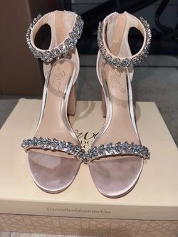 Jewel Badgley Mischka Wedding Ankle Strap Heels (Size 6.5)