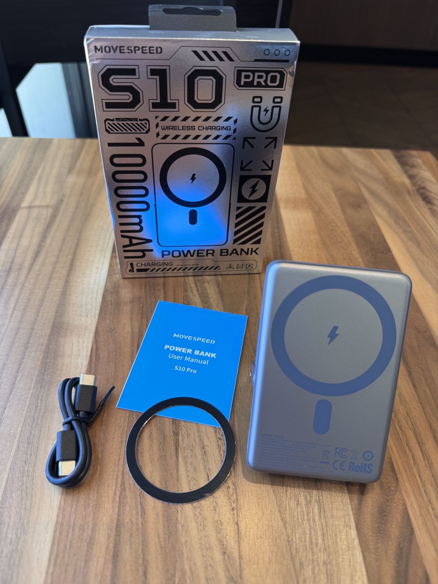 Brand New MOVE SPEED 0.55" Slim 10000 mAh Magnetic Power Bank for iPhone with Kickstand, 22.5W PD Fast Charging Magsafe Battery Pack, for iPhone 16/15