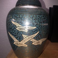 Large Brass Hand-Crafted Urn From India