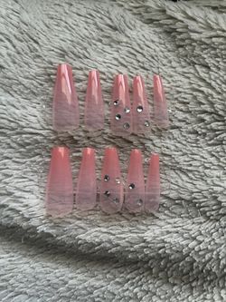 Long “Bejeweled” Press On Nails