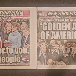 X2 2017 & 2025 NY POST Inauguration Newspapers 