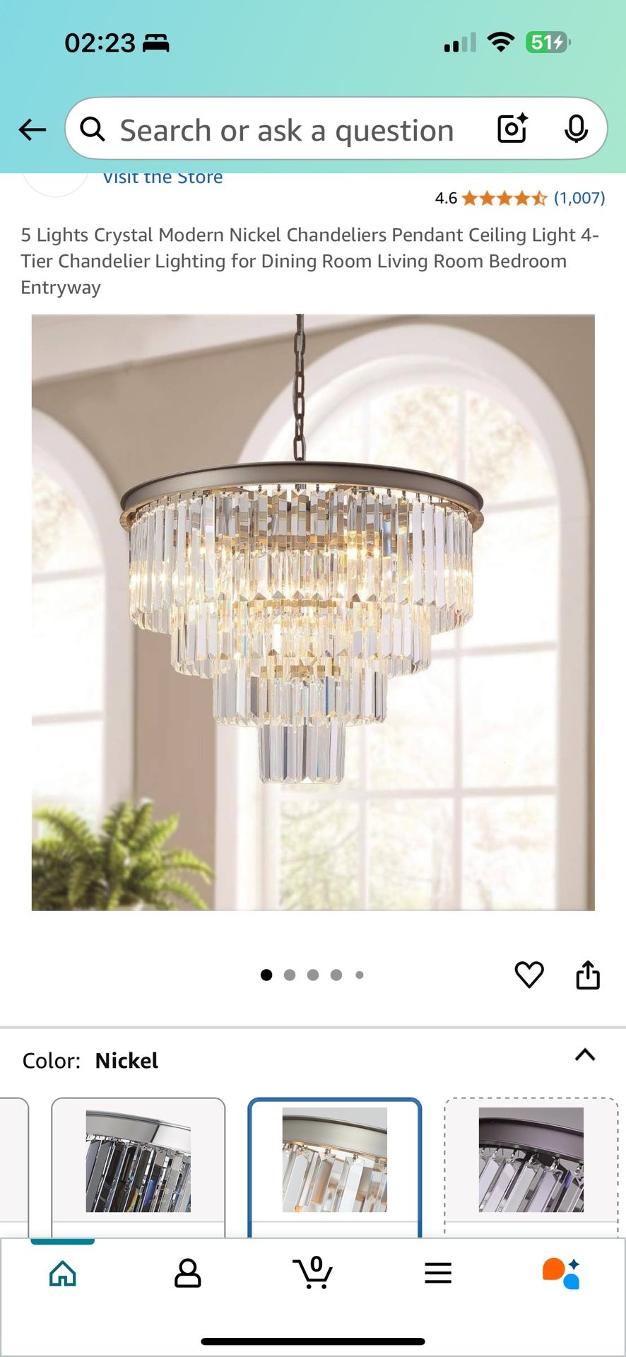 SKU MD2949-600mm,5 Lights Crystal Modern Nickel Chandeliers Pendant Ceiling Light 4-Tier Chandelier Lighting for Dining Room Living Room Bedroom Entry