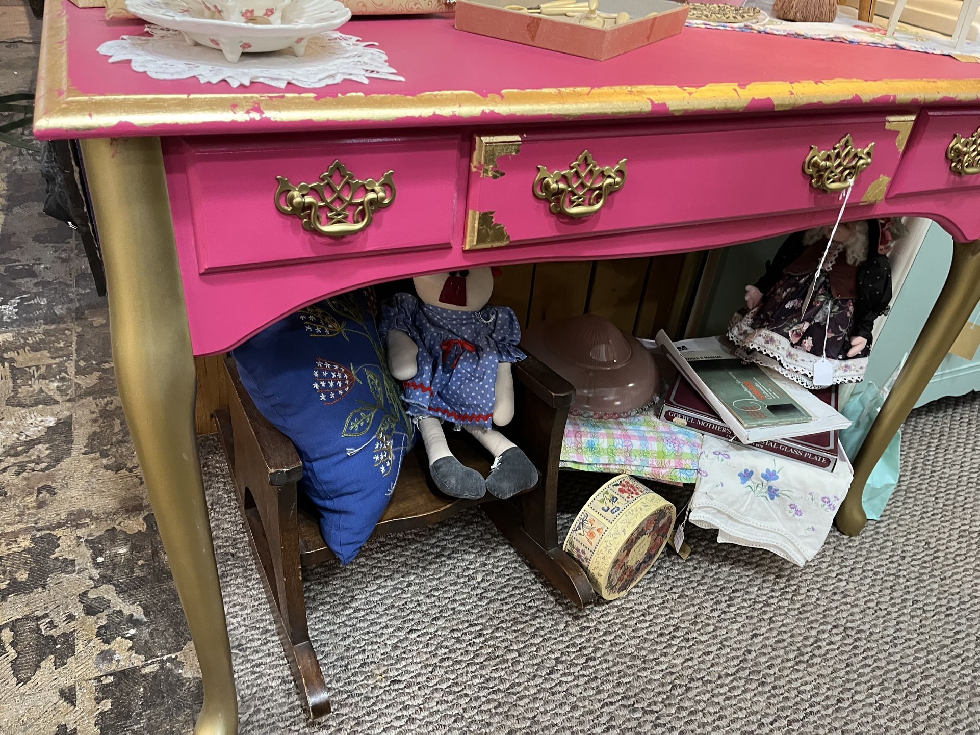 Hot Pink And Gold Desk