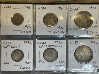 6 Cuban Coins - 90% Silver - Neat Set